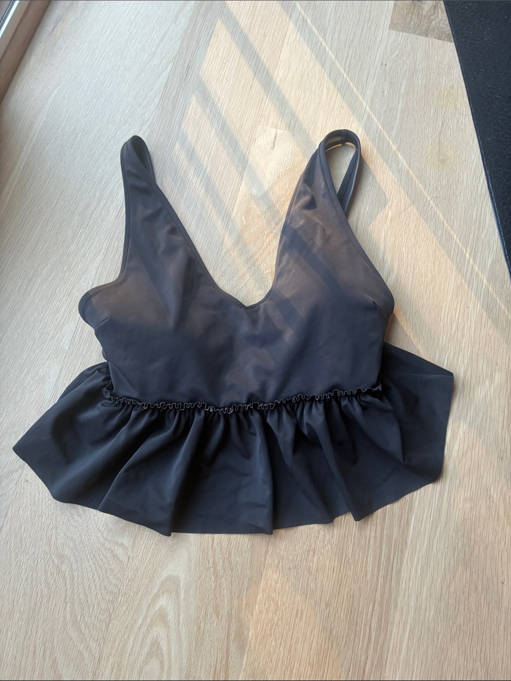 Kortni Jeane Black Ruffle-Trim Swim Top